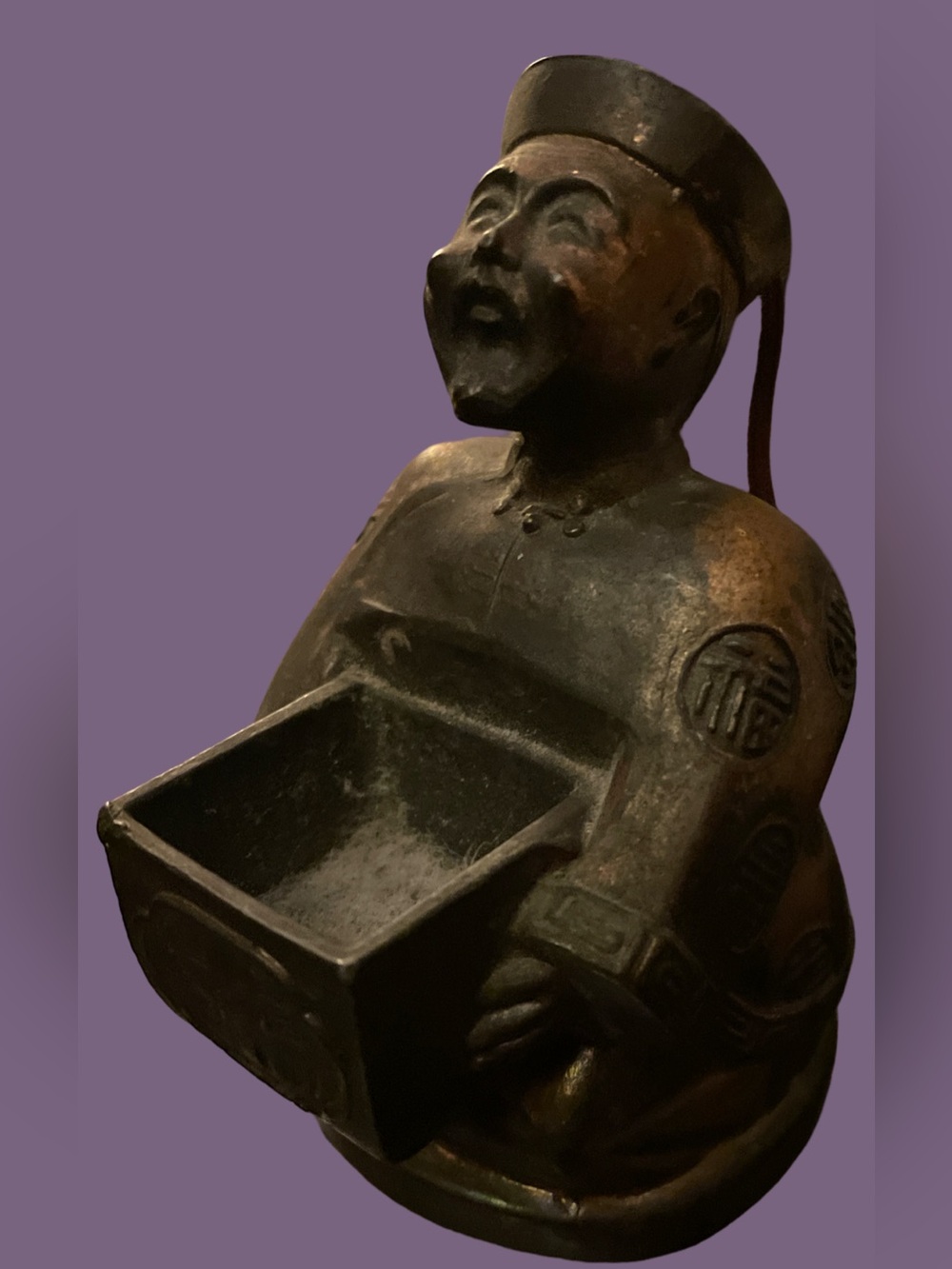Vtg Brass Japanese Man Figure Incense Burner Art Decoration